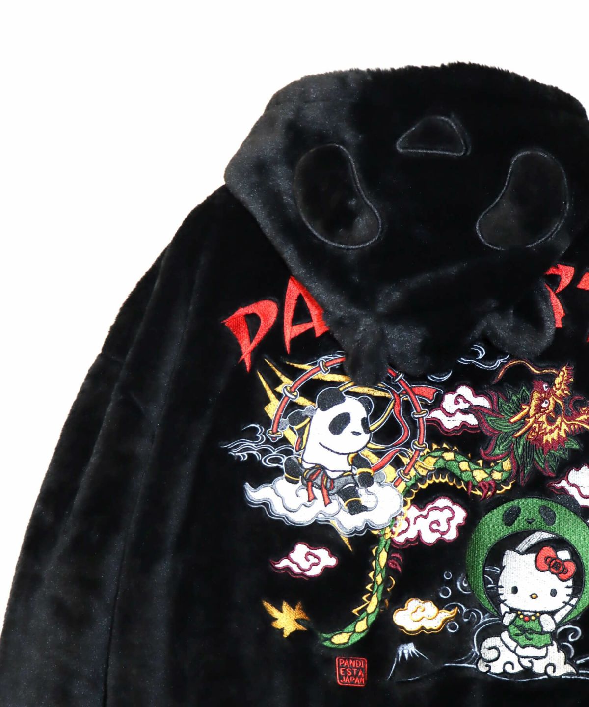 【Hello Kitty×PANDIESTA JAPAN】“風神雷神”刺繍入りファーパーカー