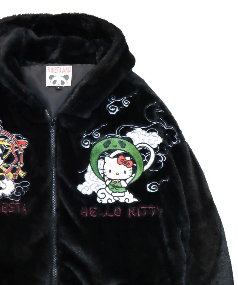 【Hello Kitty×PANDIESTA JAPAN】“風神雷神”刺繍入りファーパーカー