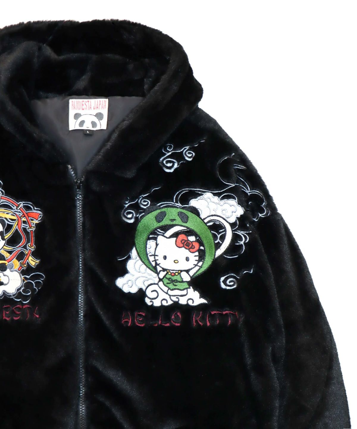 【Hello Kitty×PANDIESTA JAPAN】“風神雷神”刺繍入りファーパーカー