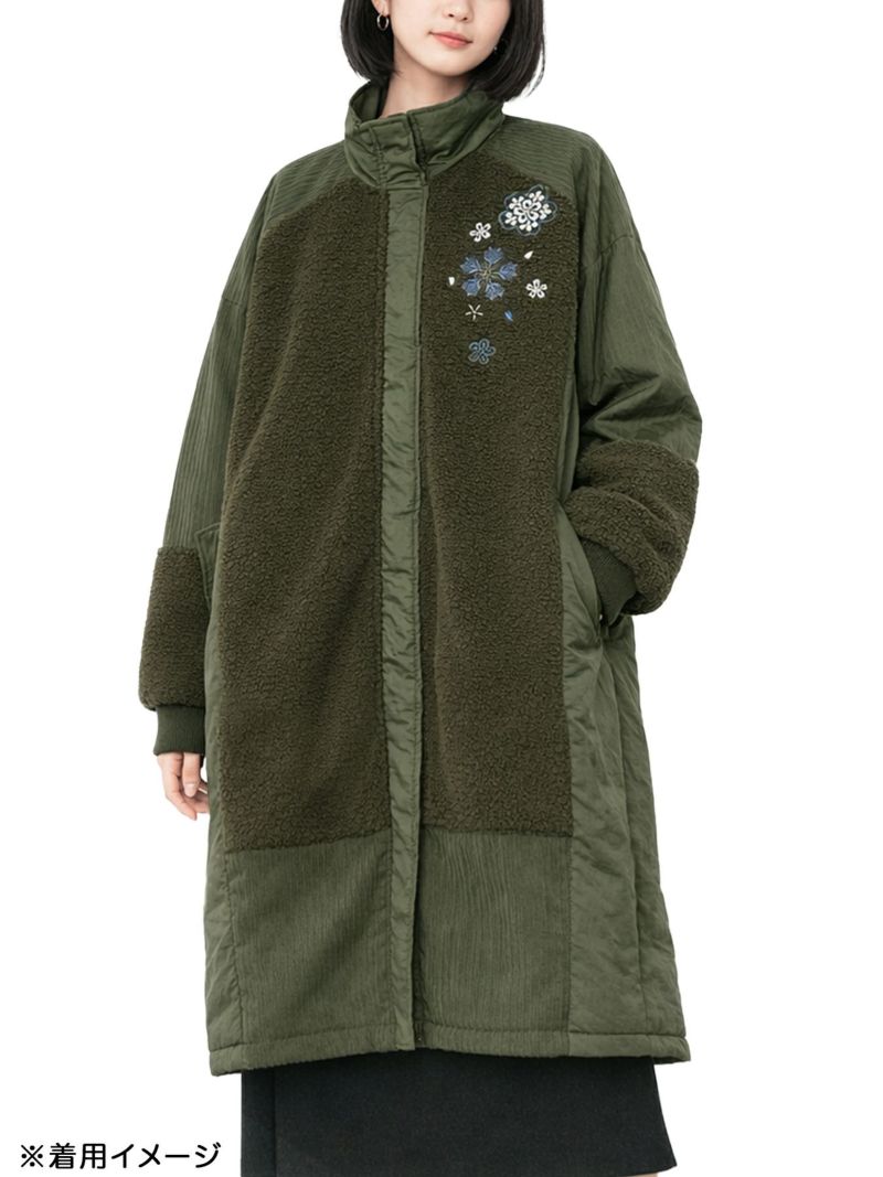 【雅結】桜刺繍切替ロングアウター