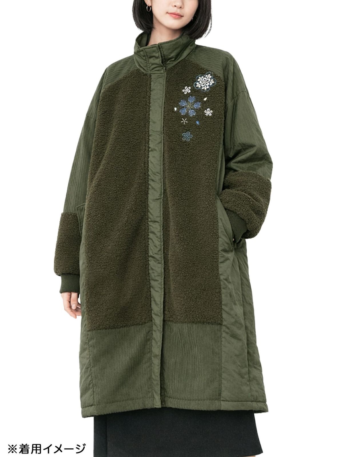 【雅結】桜刺繍切替ロングアウター