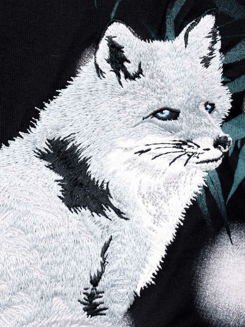 【絡繰魂】“キタキツネ”刺繍入りロンT