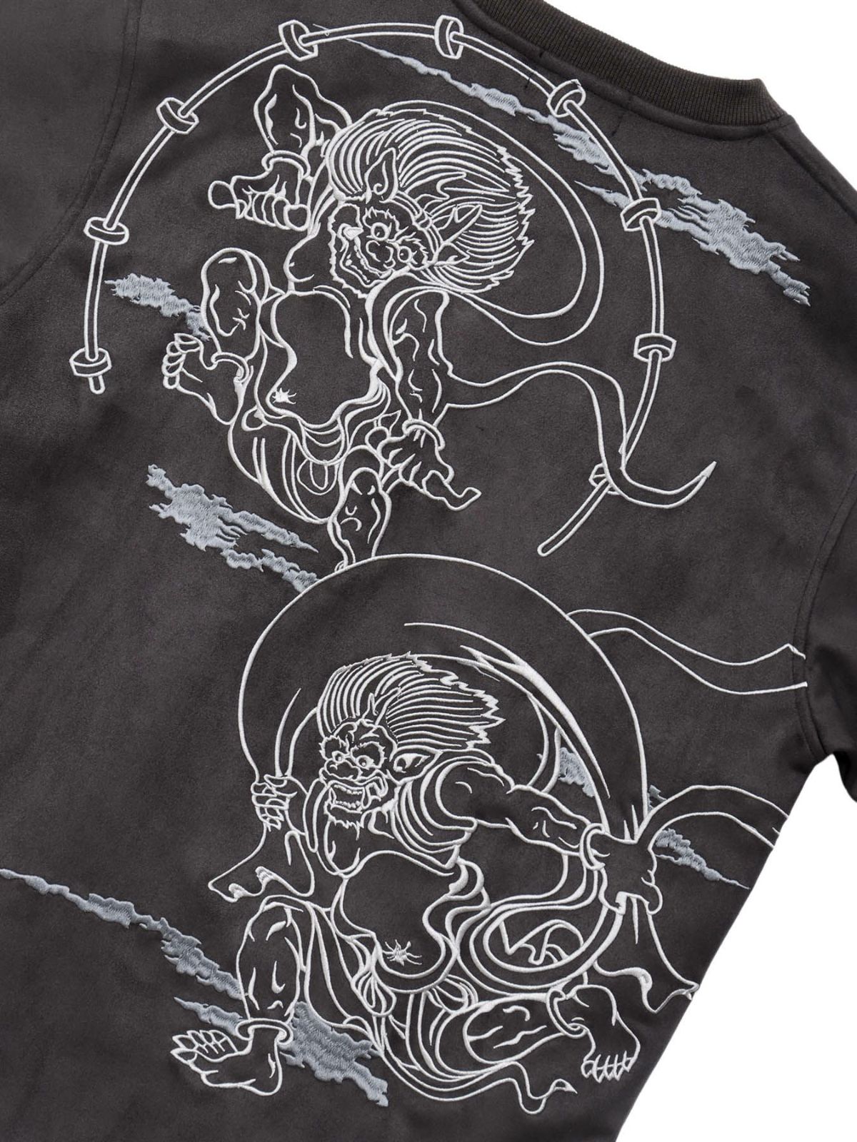 【絡繰魂】“風神雷神”刺入りフェイクスウェードロンT
