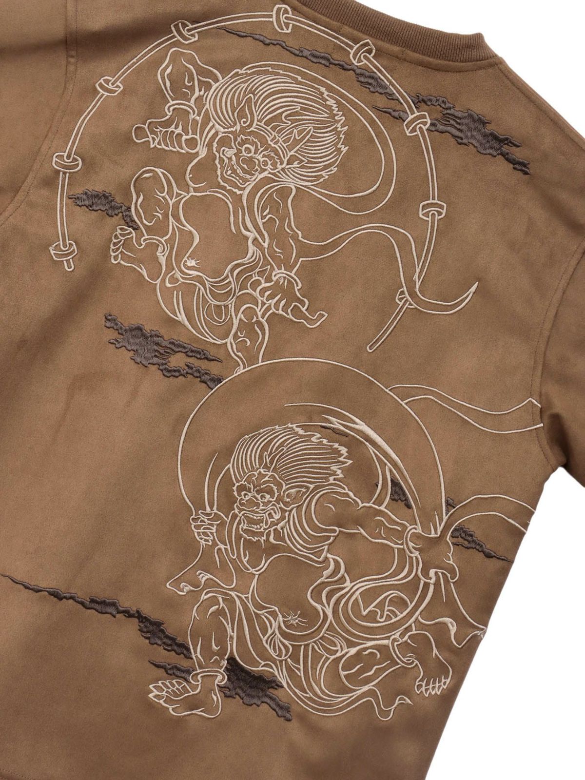 【絡繰魂】“風神雷神”刺入りフェイクスウェードロンT