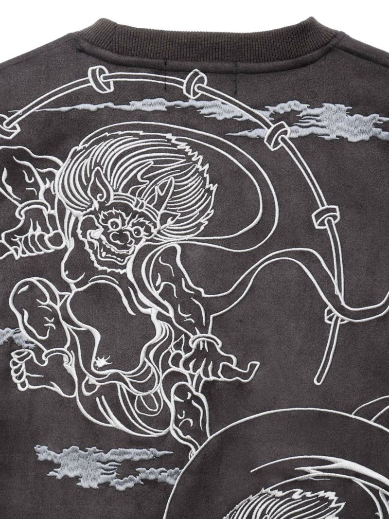 【絡繰魂】“風神雷神”刺入りフェイクスウェードロンT