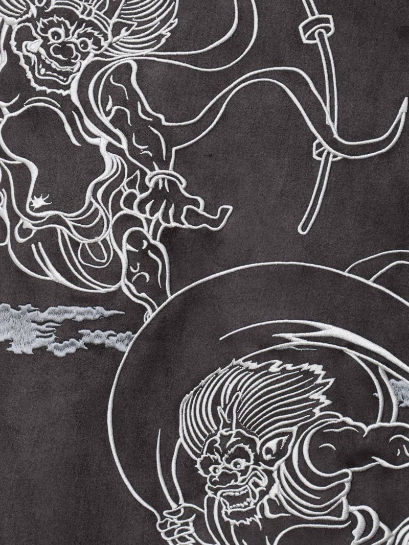 【絡繰魂】“風神雷神”刺入りフェイクスウェードロンT