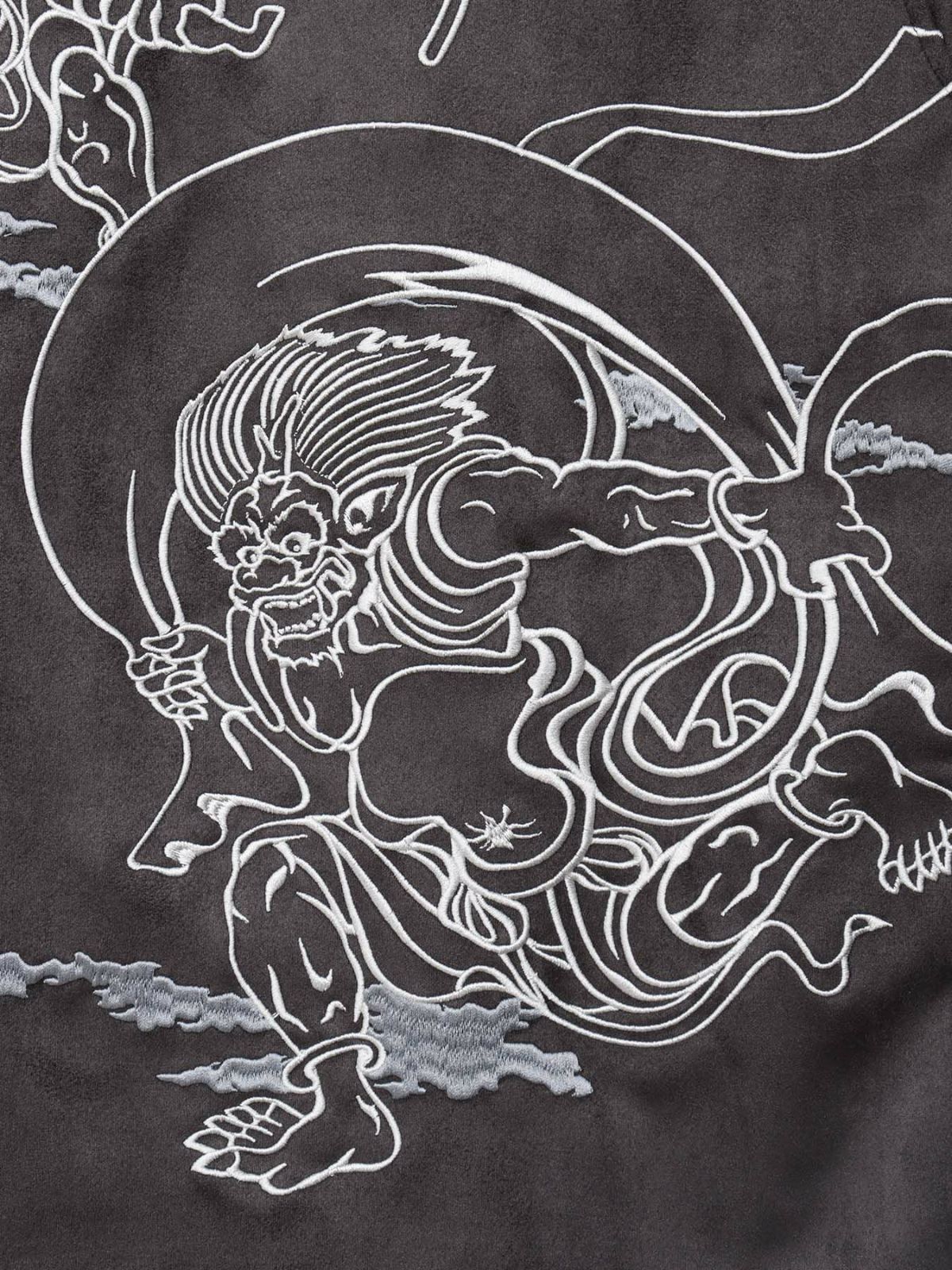 【絡繰魂】“風神雷神”刺入りフェイクスウェードロンT