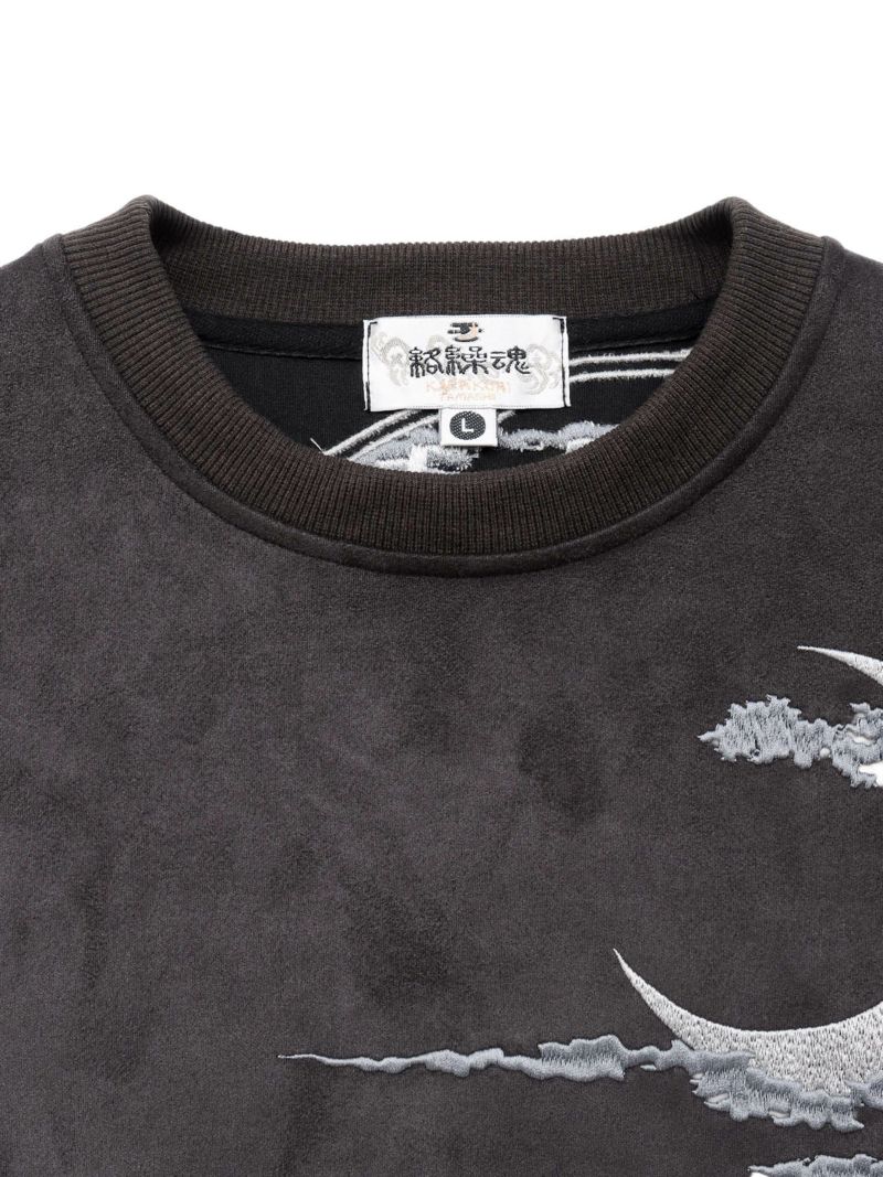 【絡繰魂】“風神雷神”刺入りフェイクスウェードロンT