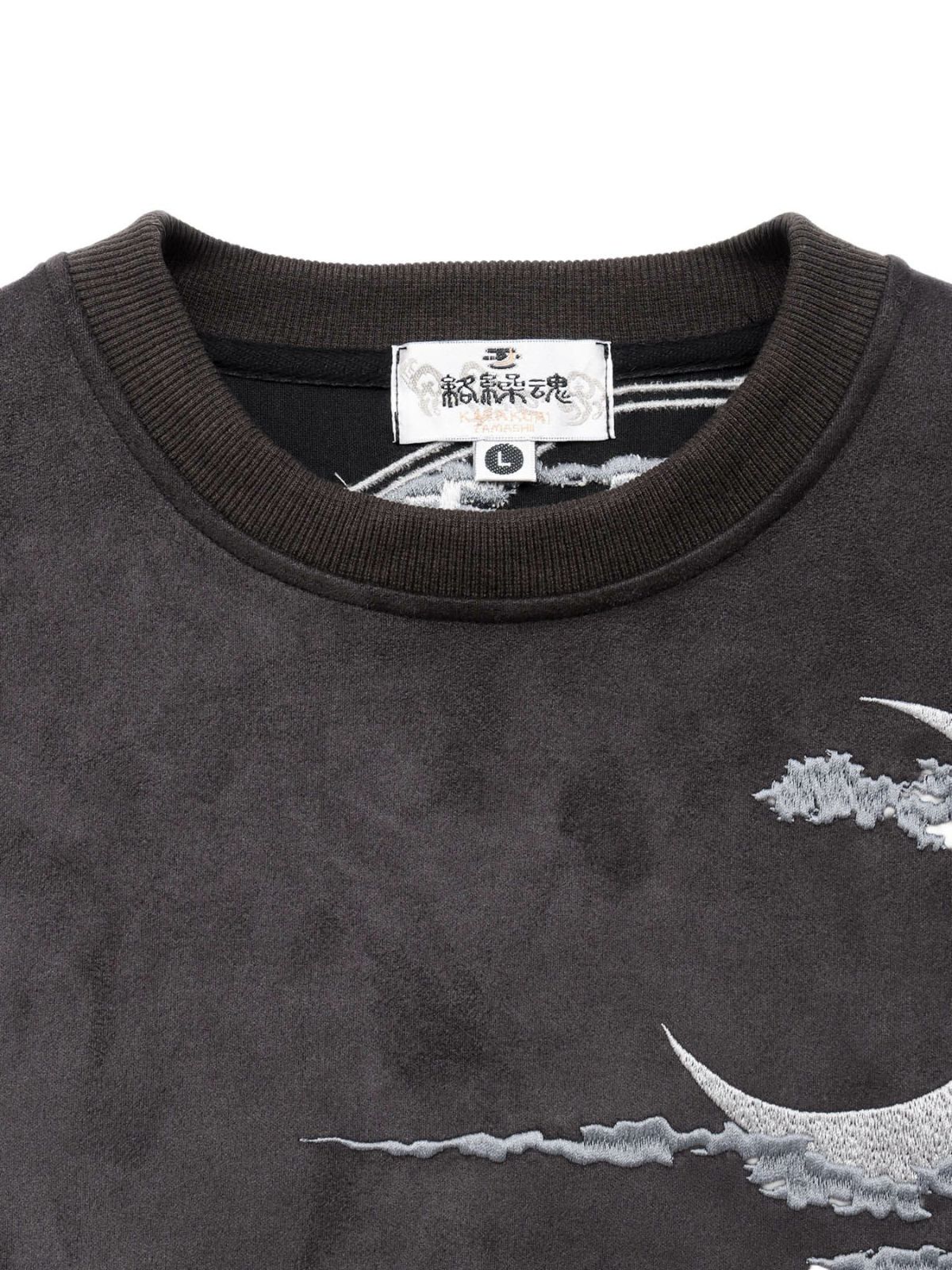 【絡繰魂】“風神雷神”刺入りフェイクスウェードロンT