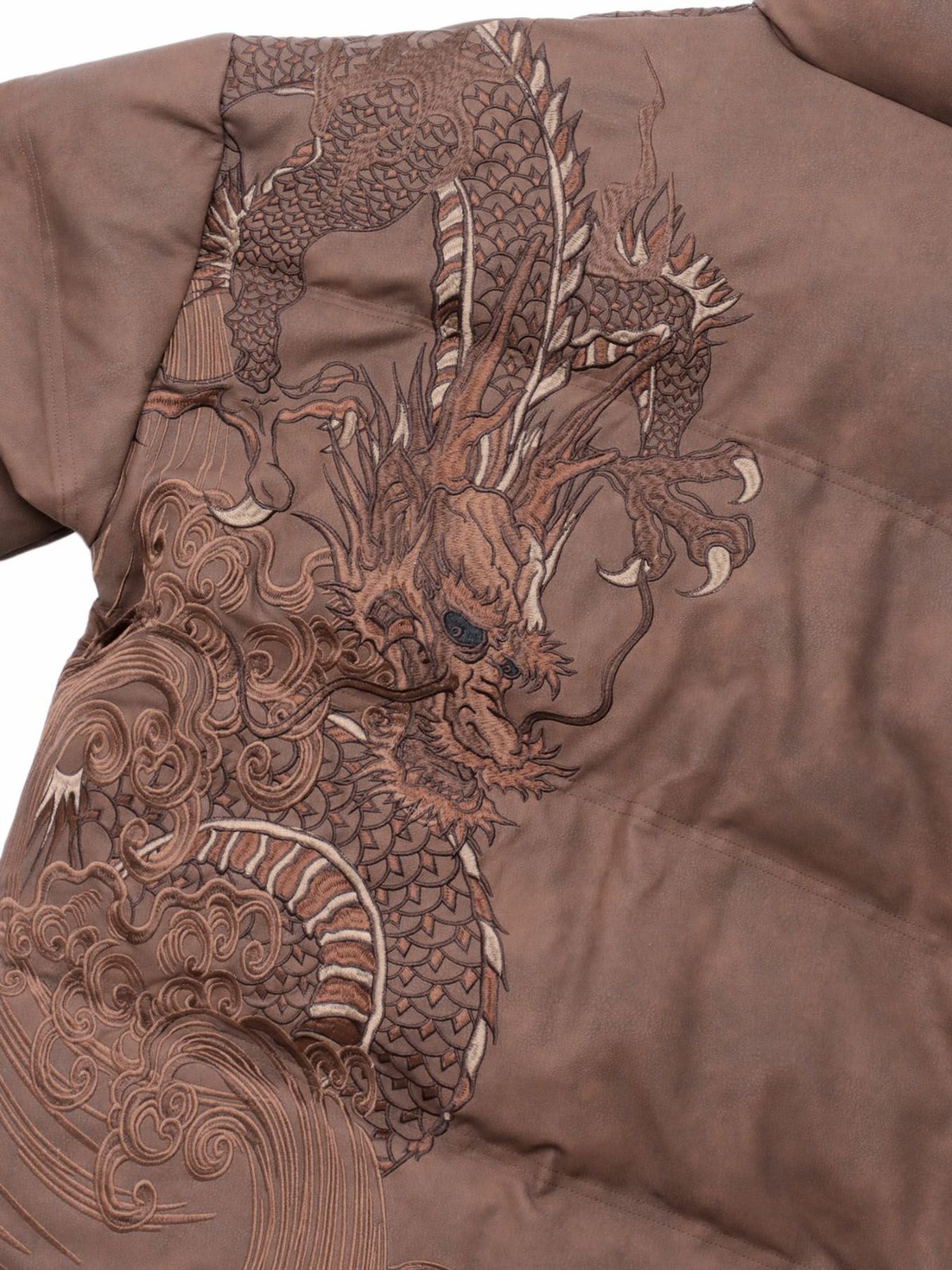  【絡繰魂・粋】“龍神降臨”総刺繍フェイクレザー中綿ブルゾン