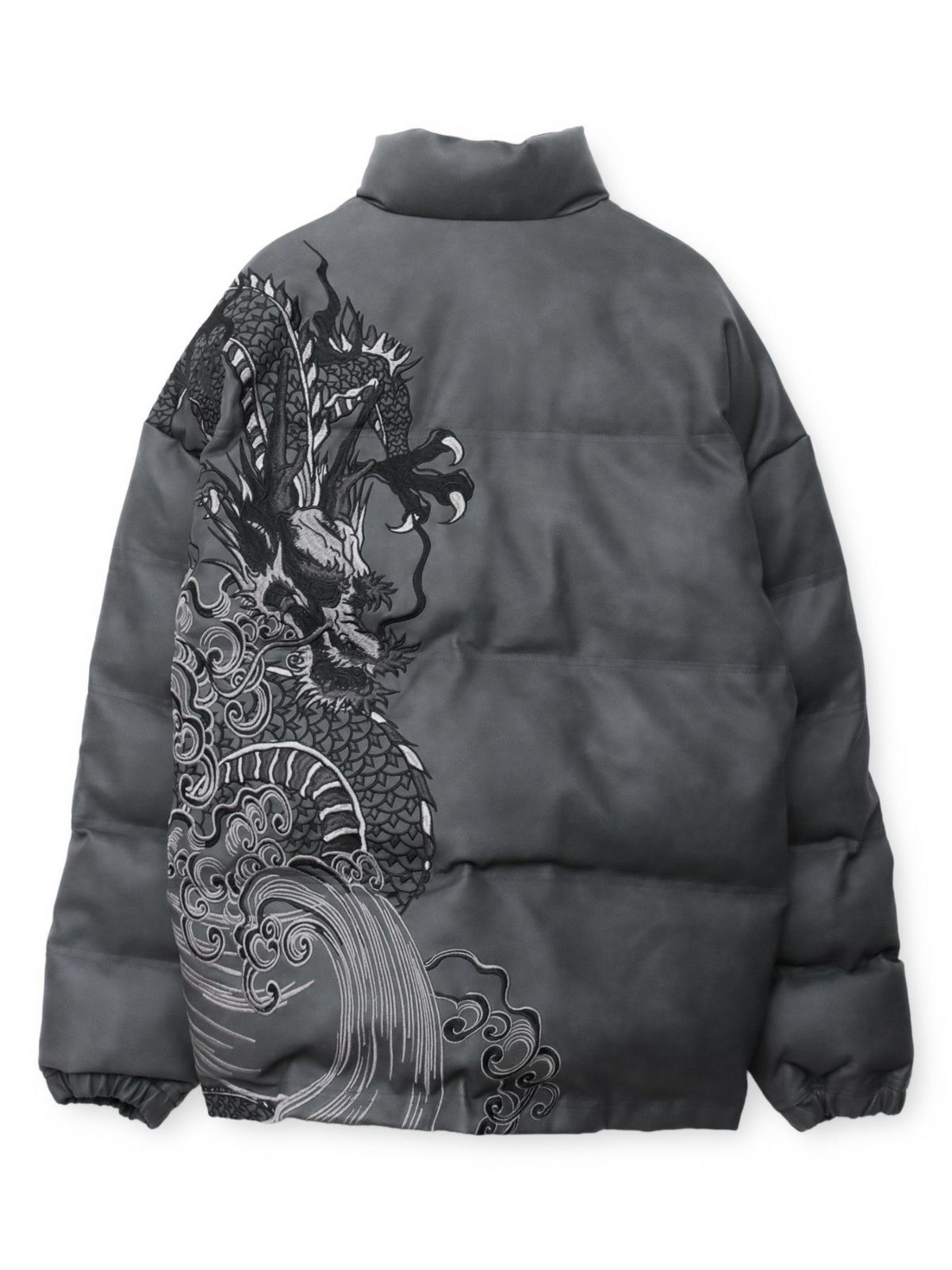  【絡繰魂・粋】“龍神降臨”総刺繍フェイクレザー中綿ブルゾン