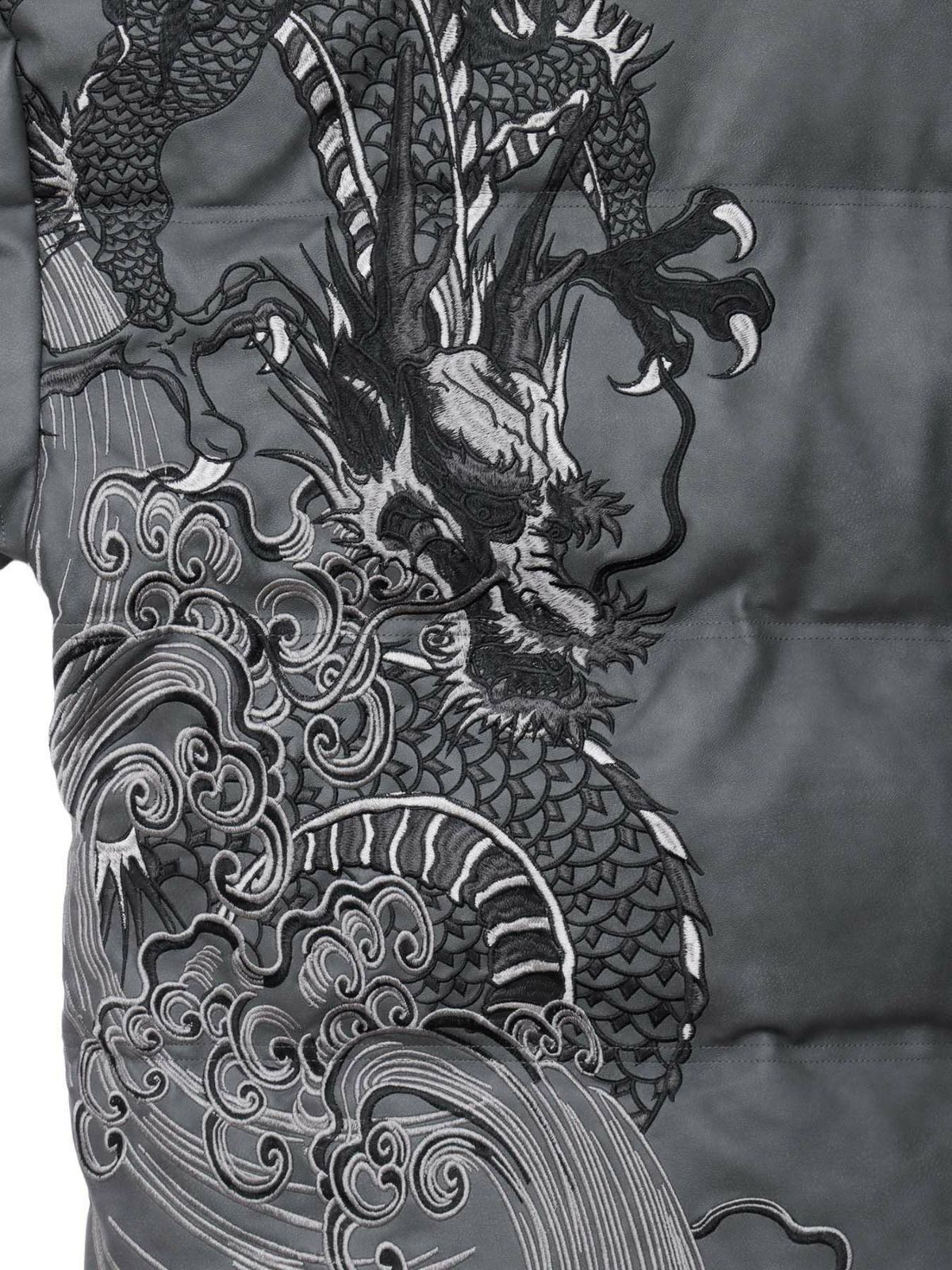  【絡繰魂・粋】“龍神降臨”総刺繍フェイクレザー中綿ブルゾン