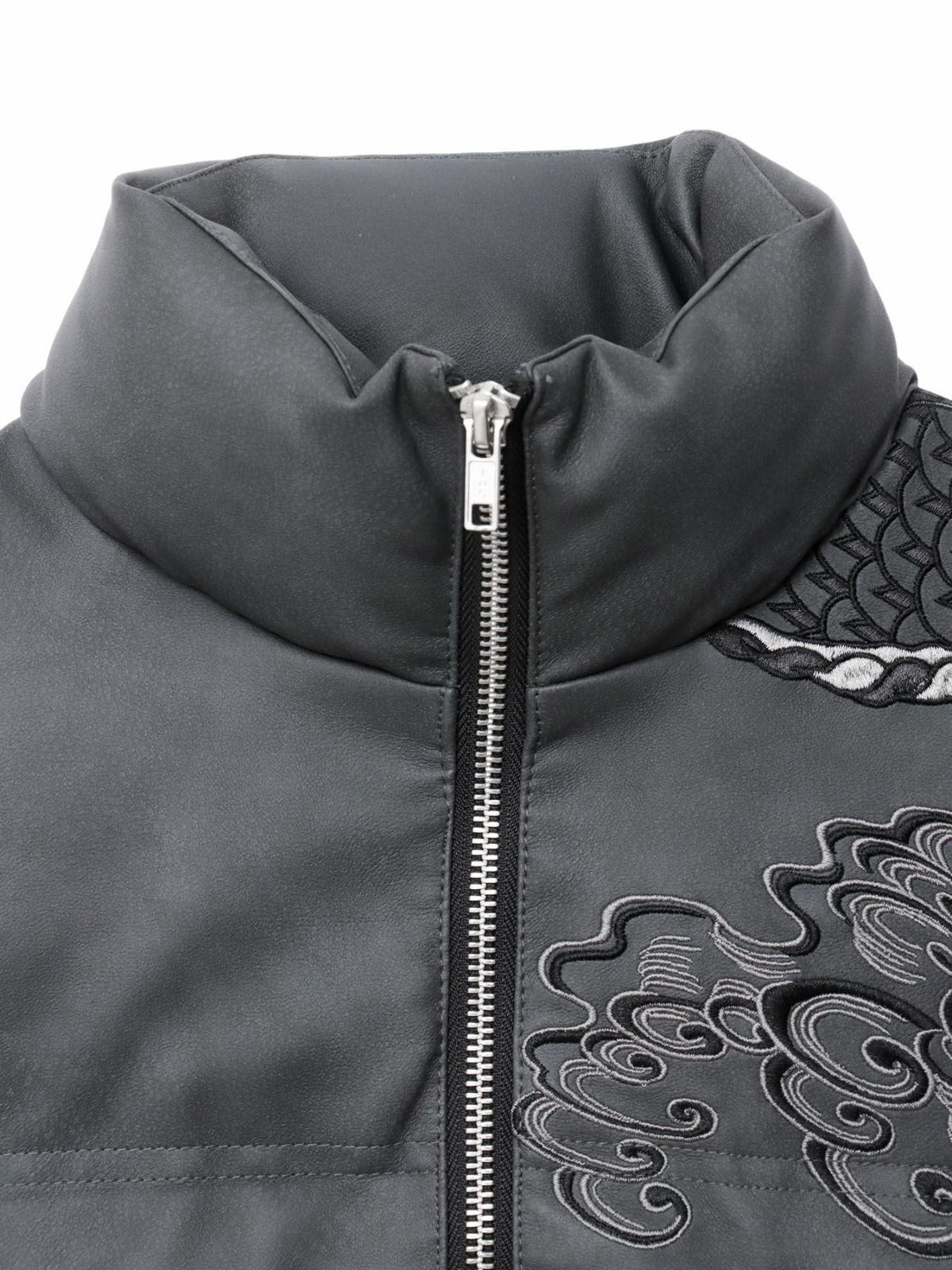  【絡繰魂・粋】“龍神降臨”総刺繍フェイクレザー中綿ブルゾン