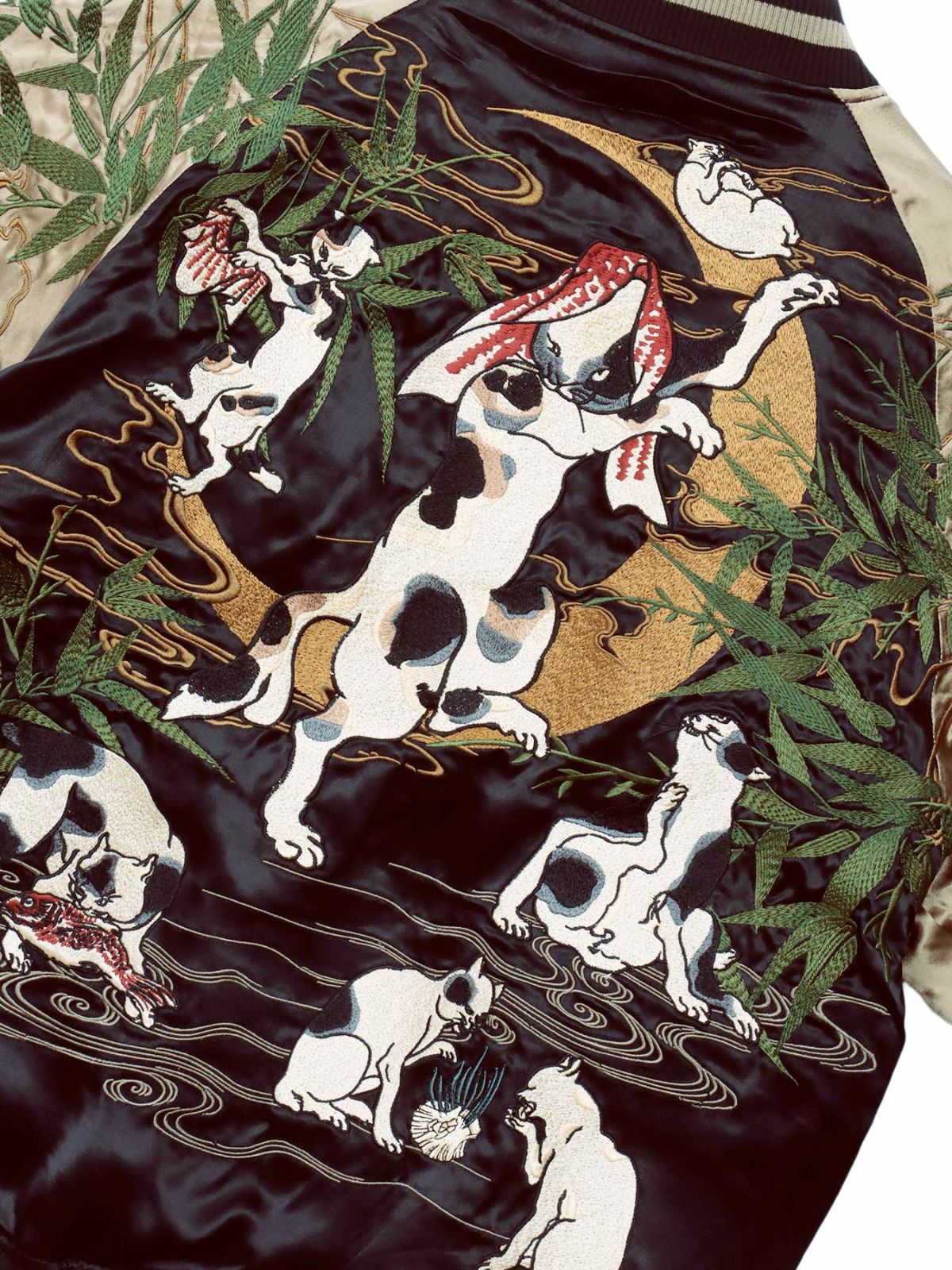 【絡繰魂・粋】“国芳 猫飼好五十三疋”総刺繍リバーシブルスカジャン