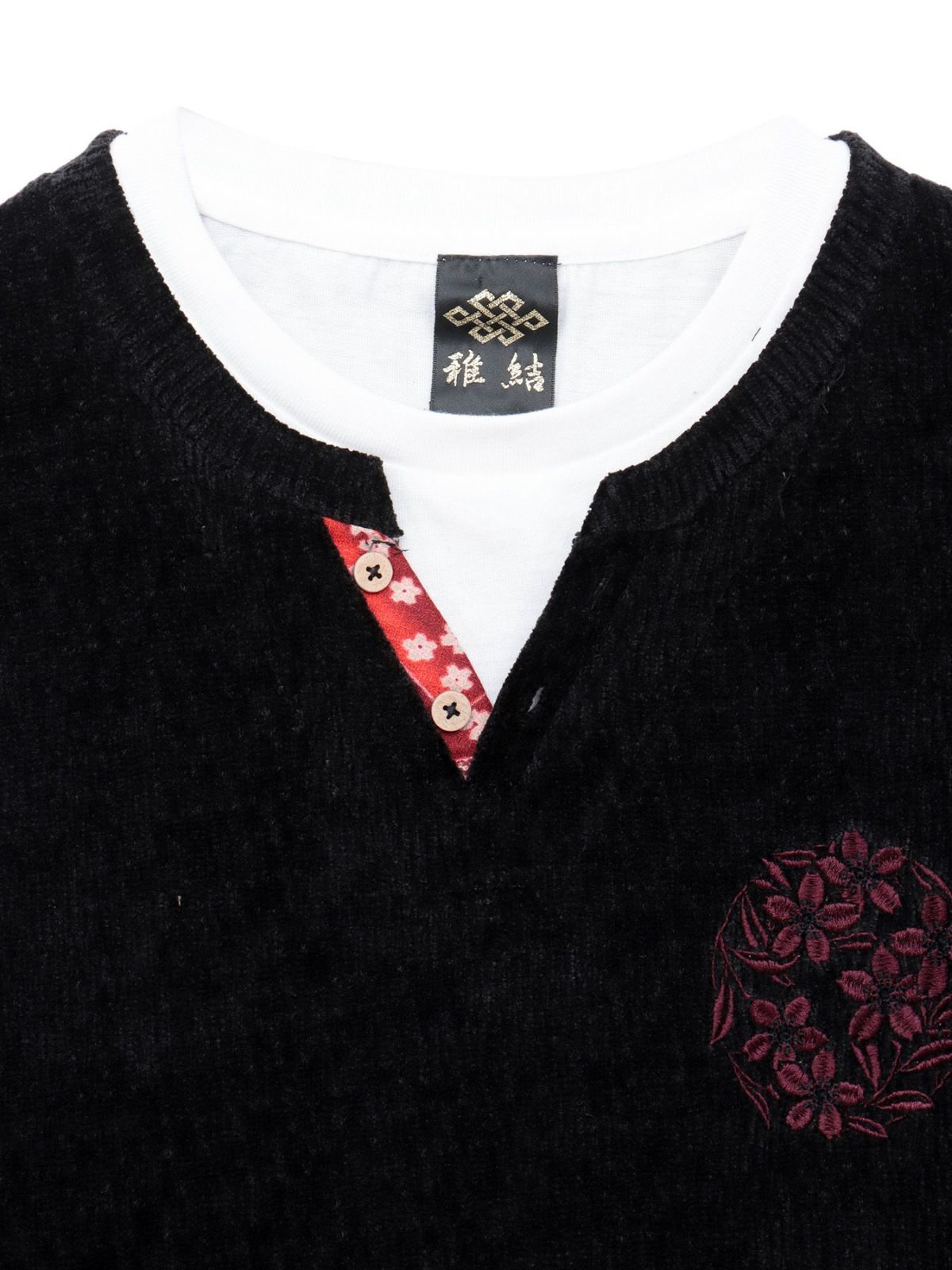 【雅結】桜流水 刺繍入りモールニットロンT