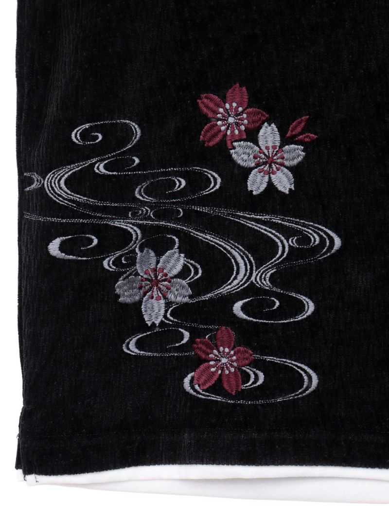【雅結】桜流水 刺繍入りモールニットロンT