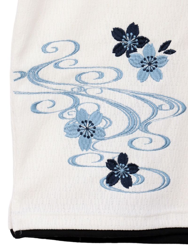 【雅結】桜流水 刺繍入りモールニットロンT