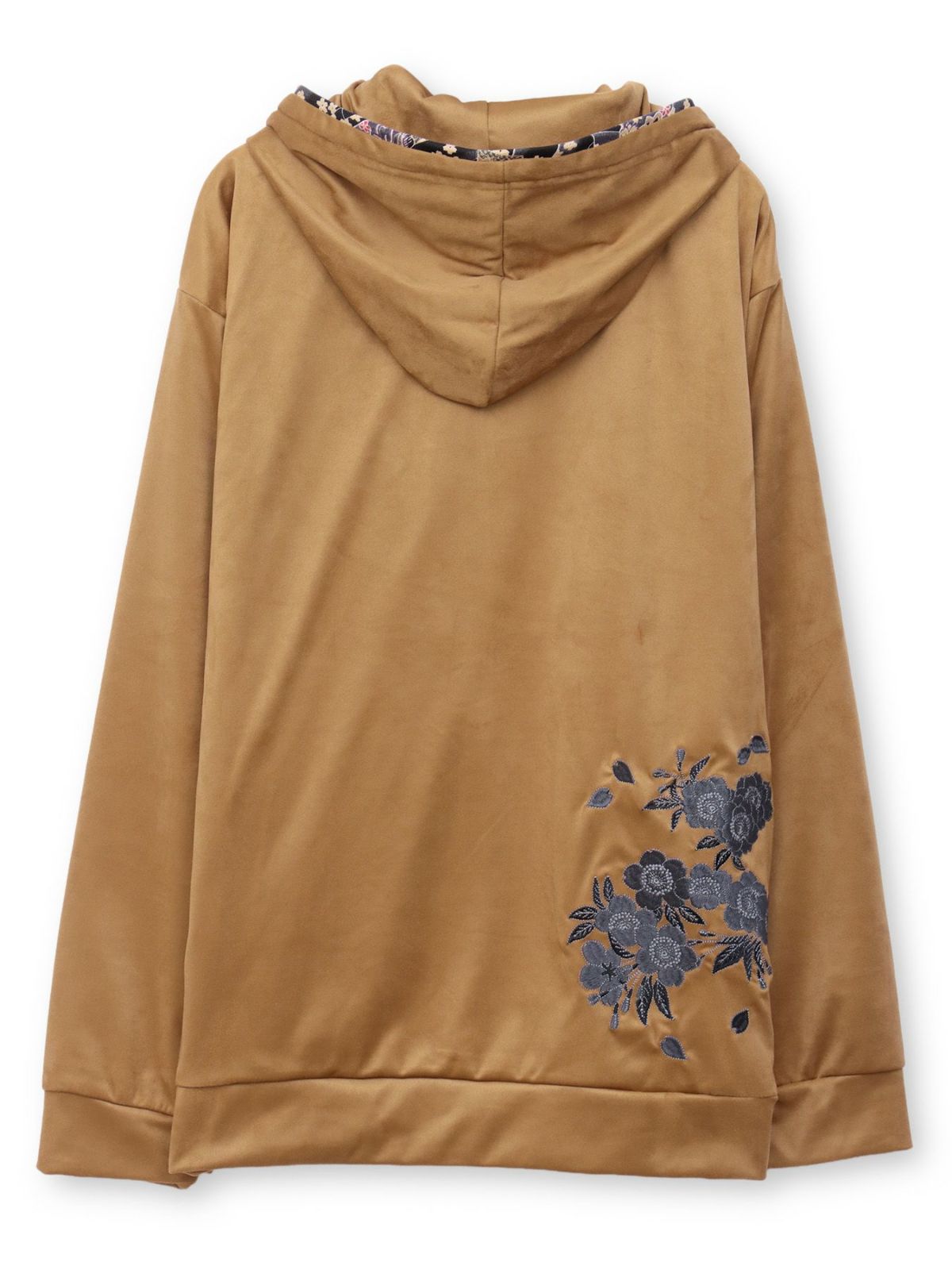 【雅結】桜刺繍和生地遣いフェイクスウェードZIPパーカー