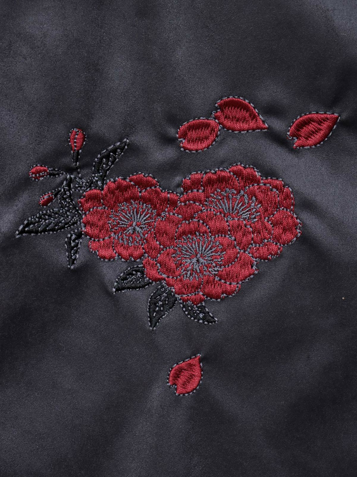 【雅結】桜刺繍和生地遣いフェイクスウェードZIPパーカー