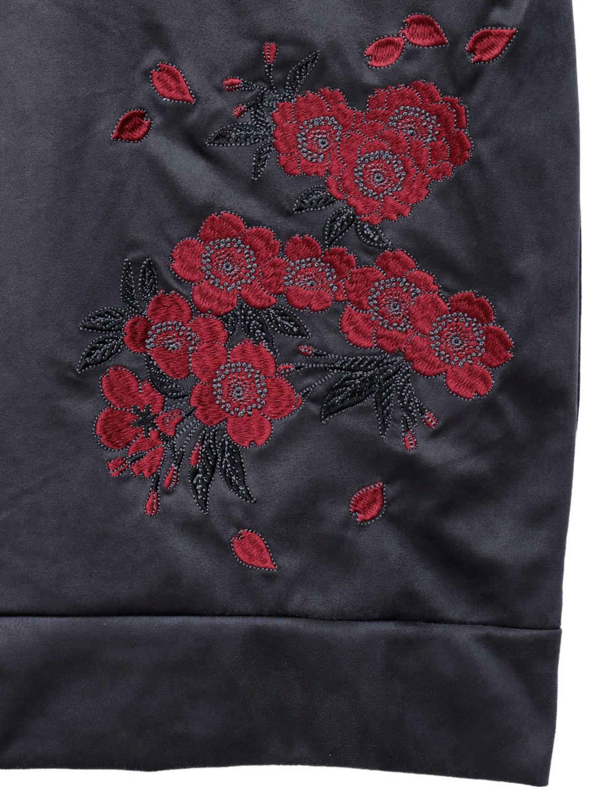 【雅結】桜刺繍和生地遣いフェイクスウェードZIPパーカー