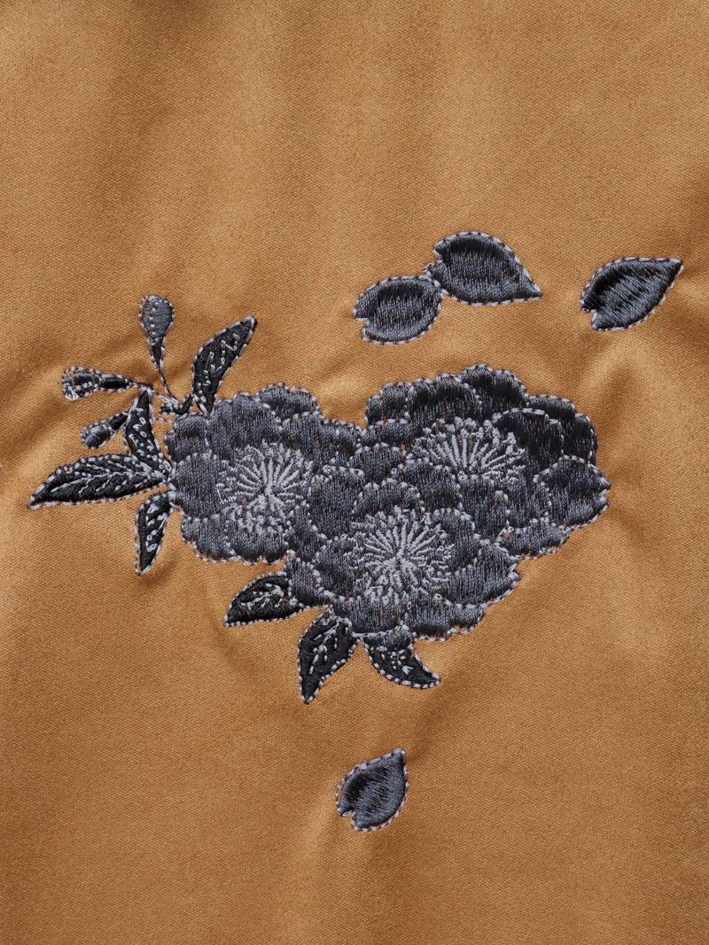 【雅結】桜刺繍和生地遣いフェイクスウェードZIPパーカー
