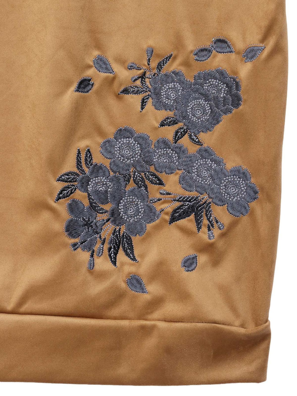 【雅結】桜刺繍和生地遣いフェイクスウェードZIPパーカー
