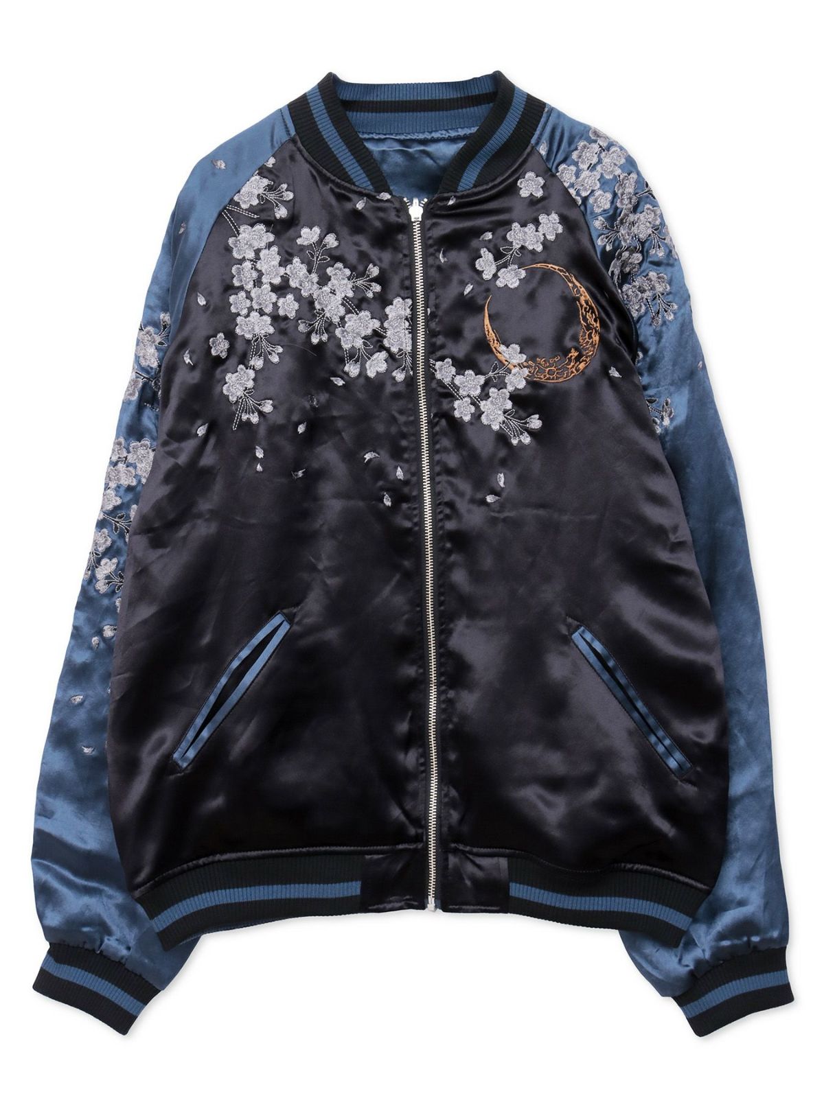 【絡繰魂・粋】“三日月に九尾”総刺リバーシブルスカジャン