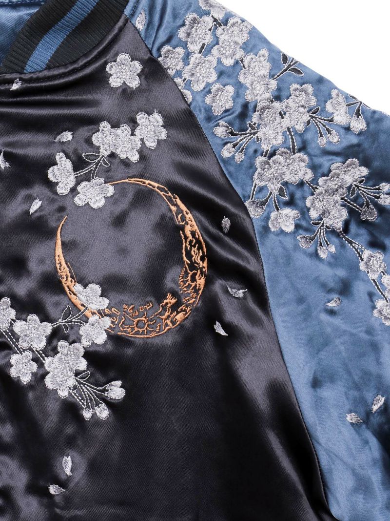 【絡繰魂・粋】“三日月に九尾”総刺リバーシブルスカジャン