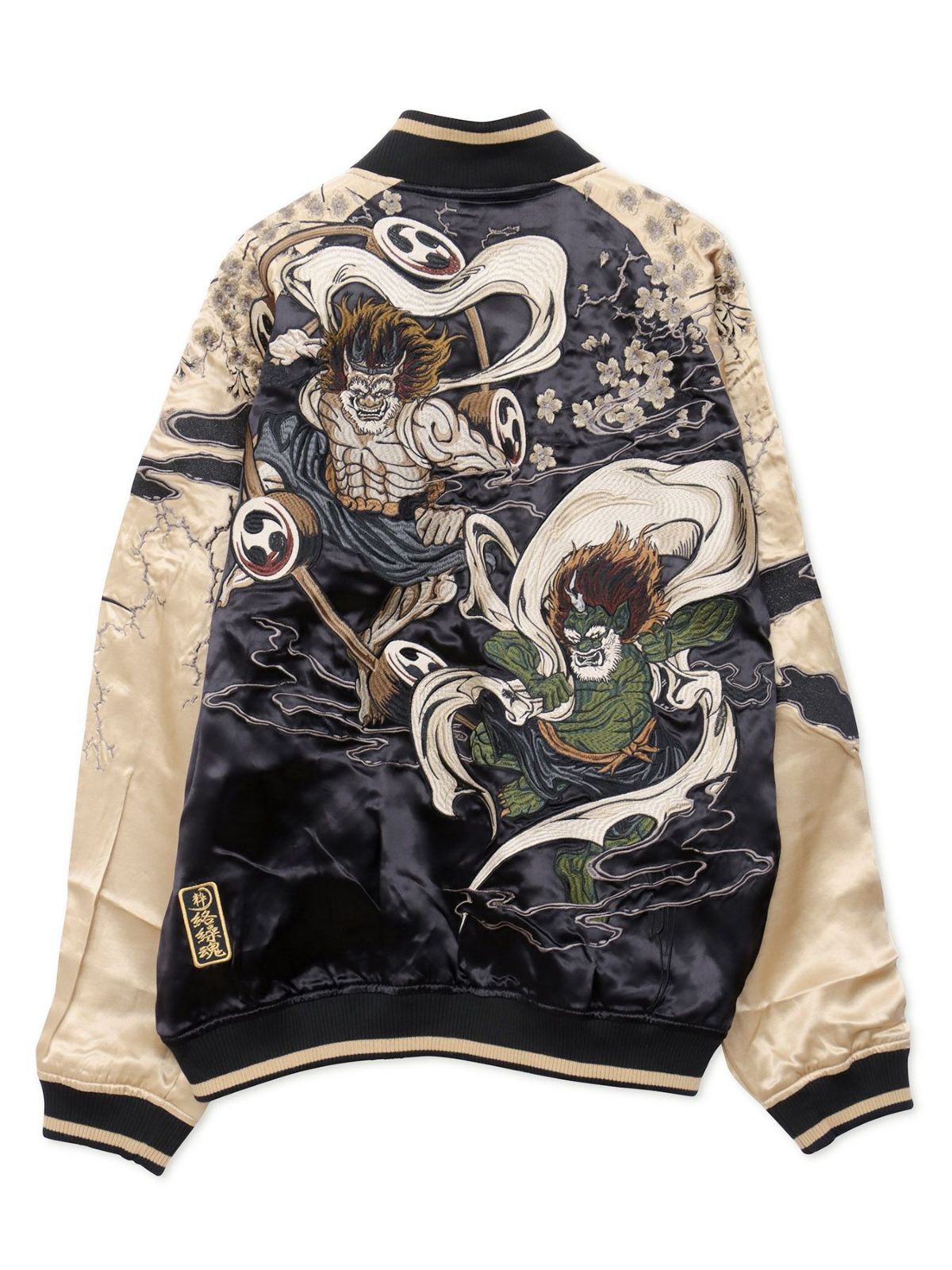 【絡繰魂・粋】“鬼 風神雷神”総刺繍リバーシブルスカジャン