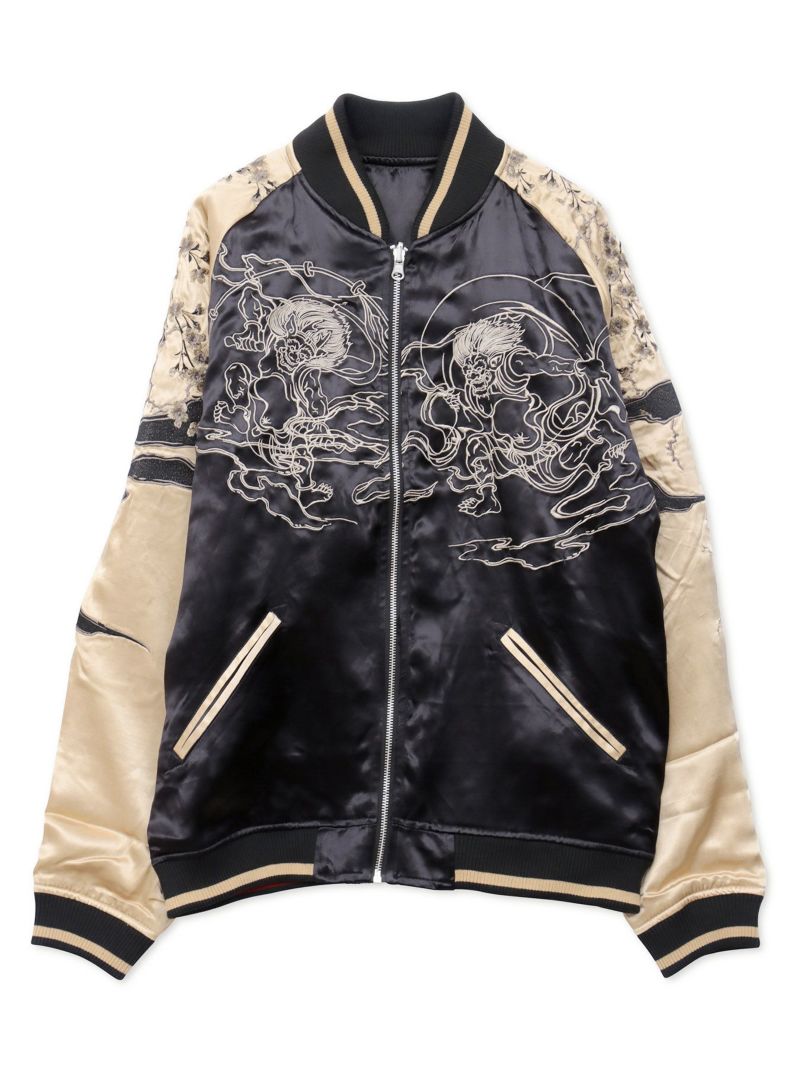 【絡繰魂・粋】“鬼 風神雷神”総刺繍リバーシブルスカジャン