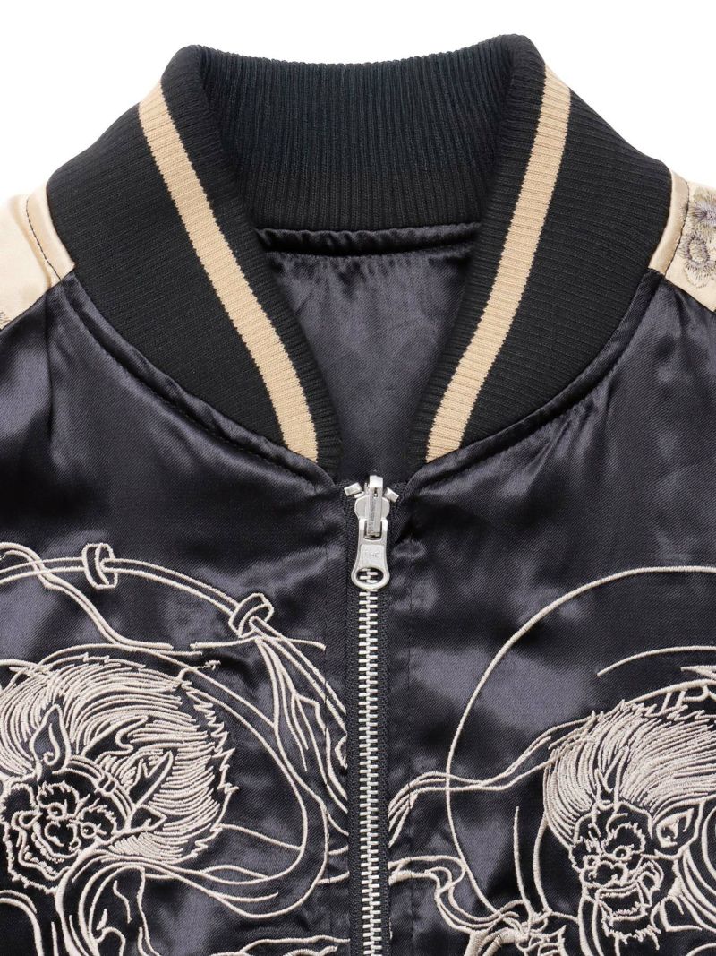 【絡繰魂・粋】“鬼 風神雷神”総刺繍リバーシブルスカジャン