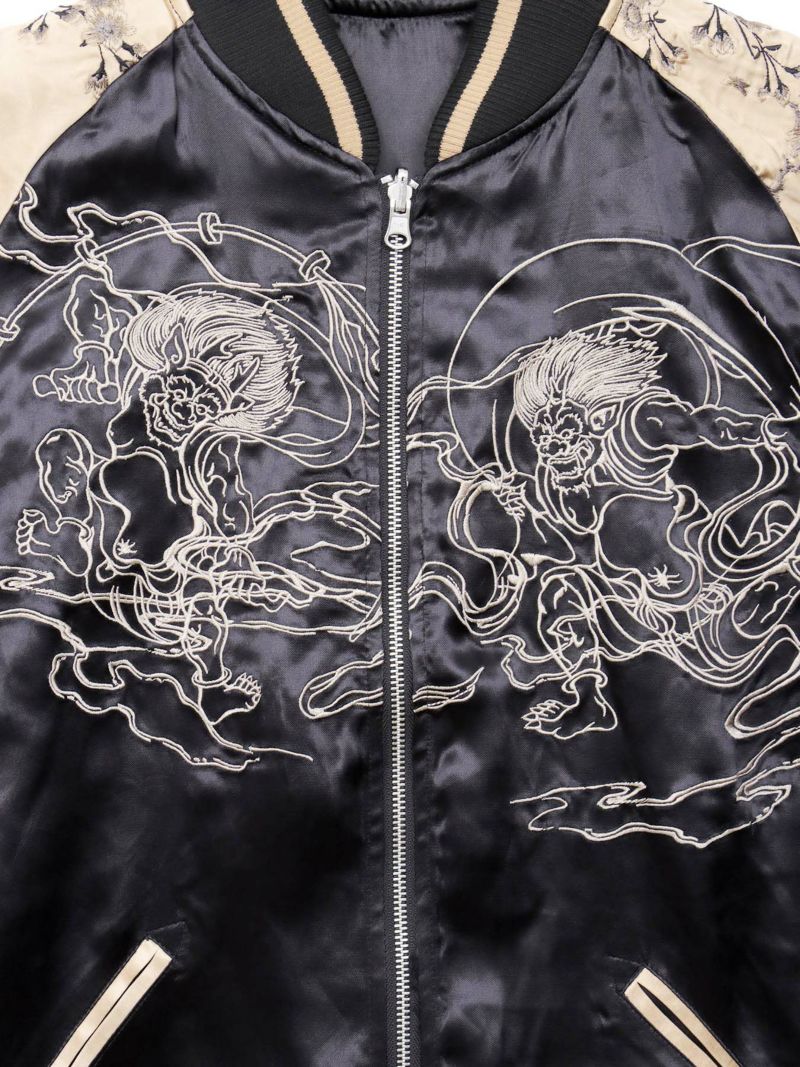 【絡繰魂・粋】“鬼 風神雷神”総刺繍リバーシブルスカジャン