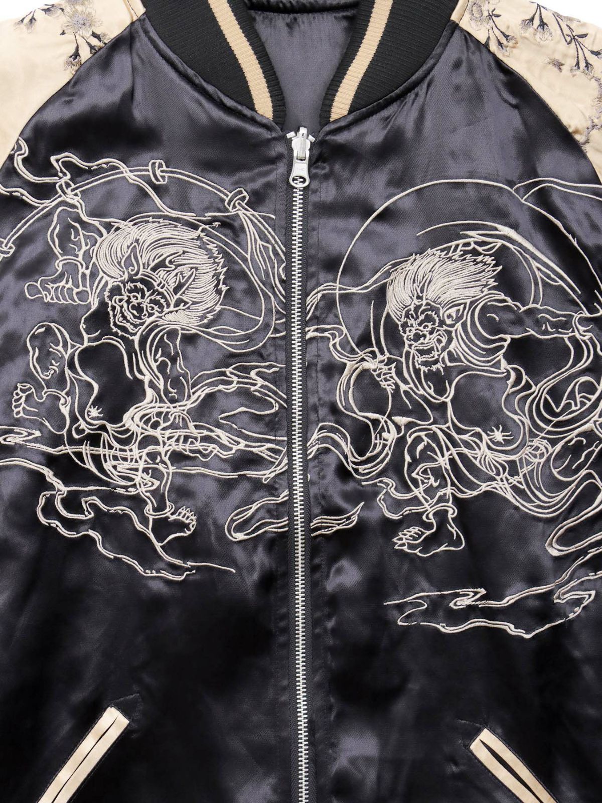 【絡繰魂・粋】“鬼 風神雷神”総刺繍リバーシブルスカジャン