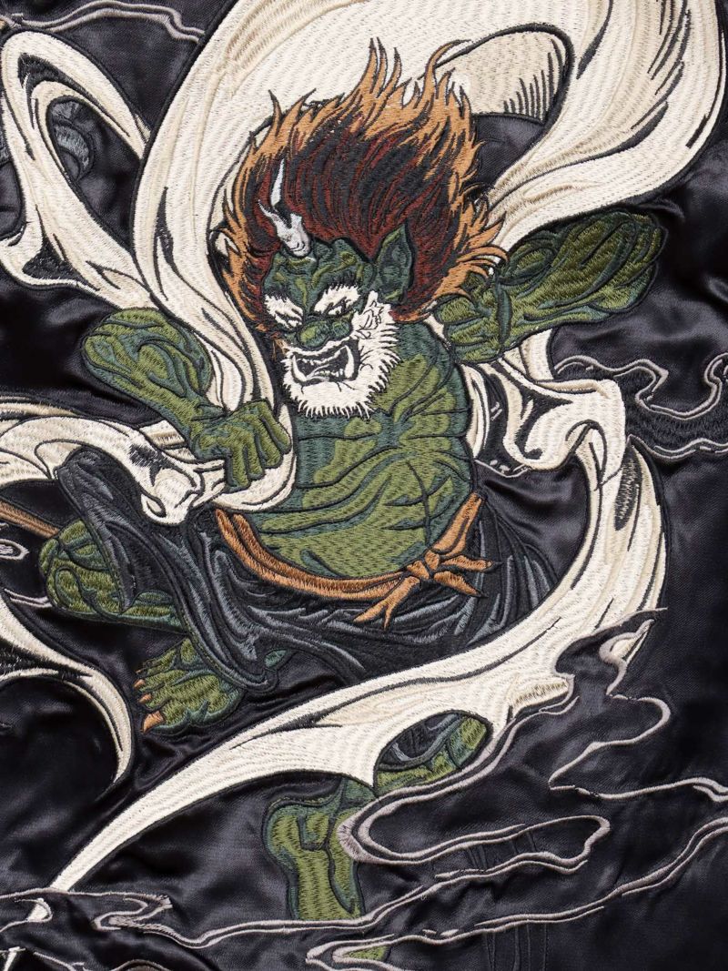 【絡繰魂・粋】“鬼 風神雷神”総刺繍リバーシブルスカジャン