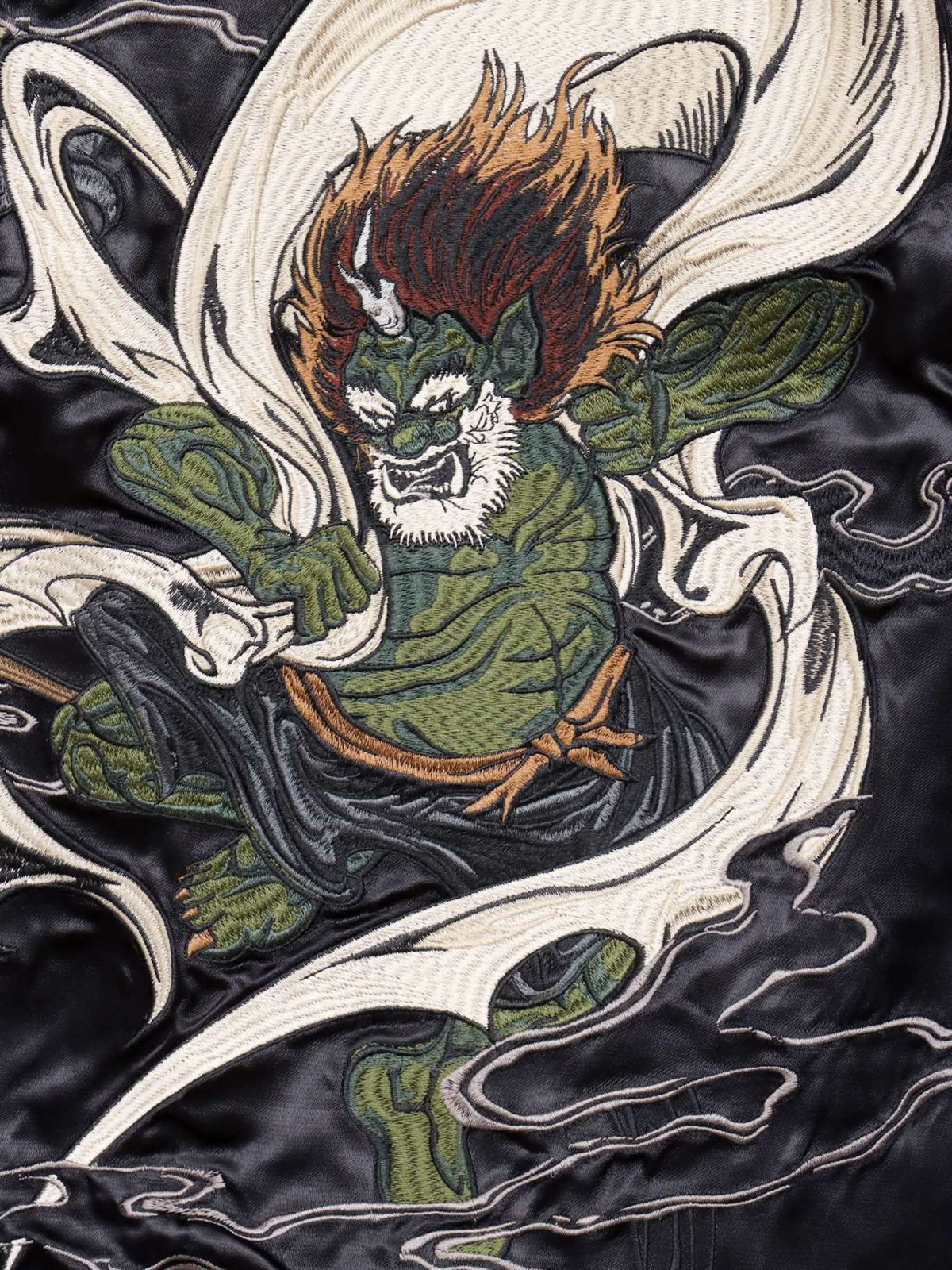 【絡繰魂・粋】“鬼 風神雷神”総刺繍リバーシブルスカジャン