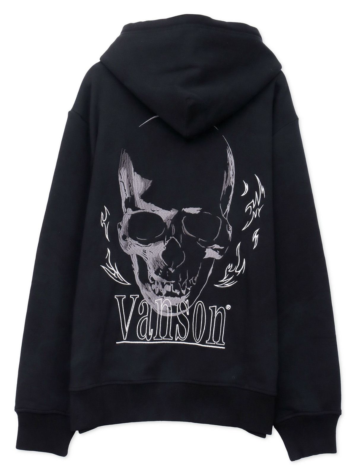 【VANSON】スカル 刺繍入りフルZIPパーカー〔別注〕