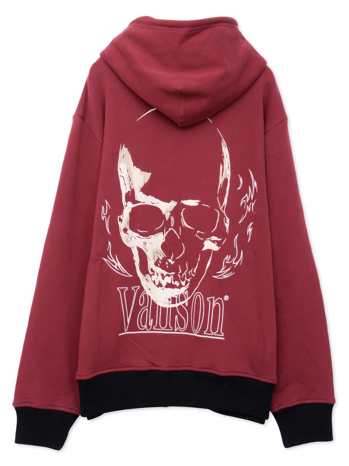 【VANSON】スカル 刺繍入りフルZIPパーカー〔別注〕