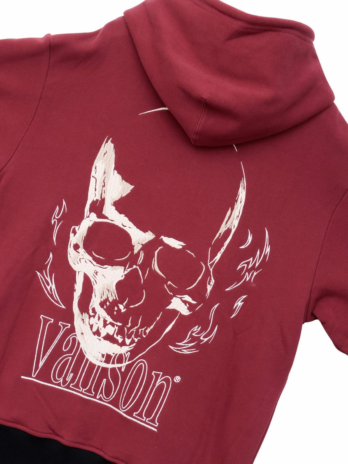 【VANSON】スカル 刺繍入りフルZIPパーカー〔別注〕