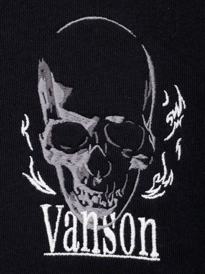 【VANSON】スカル 刺繍入りフルZIPパーカー〔別注〕