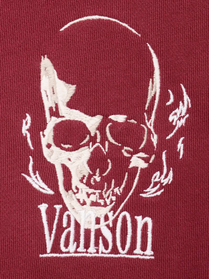 【VANSON】スカル 刺繍入りフルZIPパーカー〔別注〕
