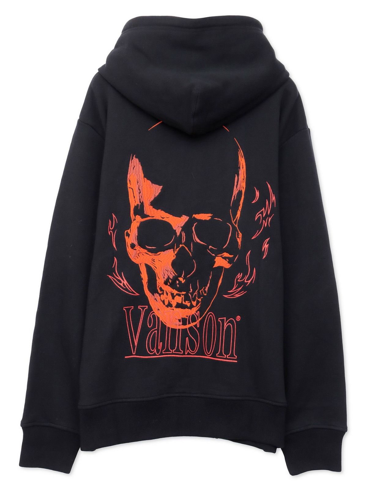 【VANSON】スカル 刺繍入りフルZIPパーカー〔別注：web限定カラー〕