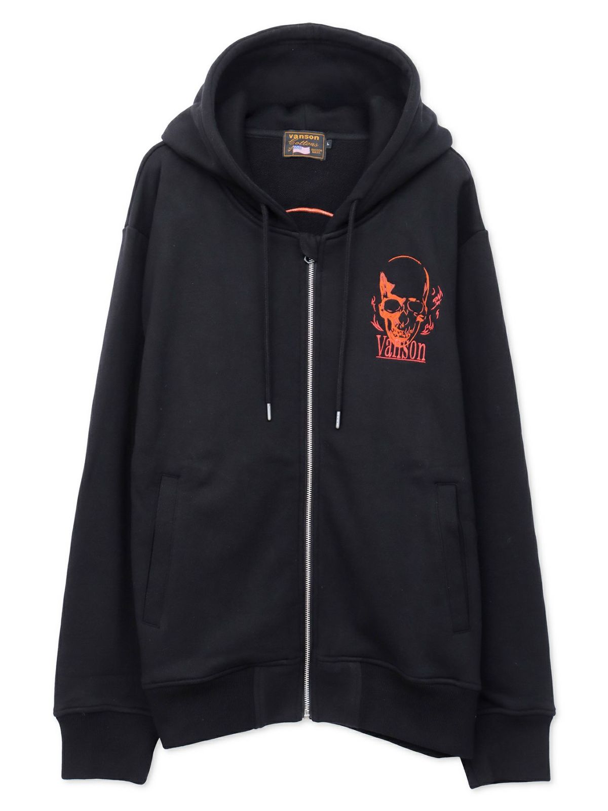 【VANSON】スカル 刺繍入りフルZIPパーカー〔別注：web限定カラー〕