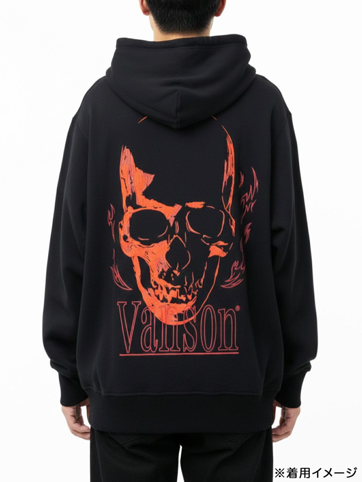 【VANSON】スカル 刺繍入りフルZIPパーカー〔別注：web限定カラー〕