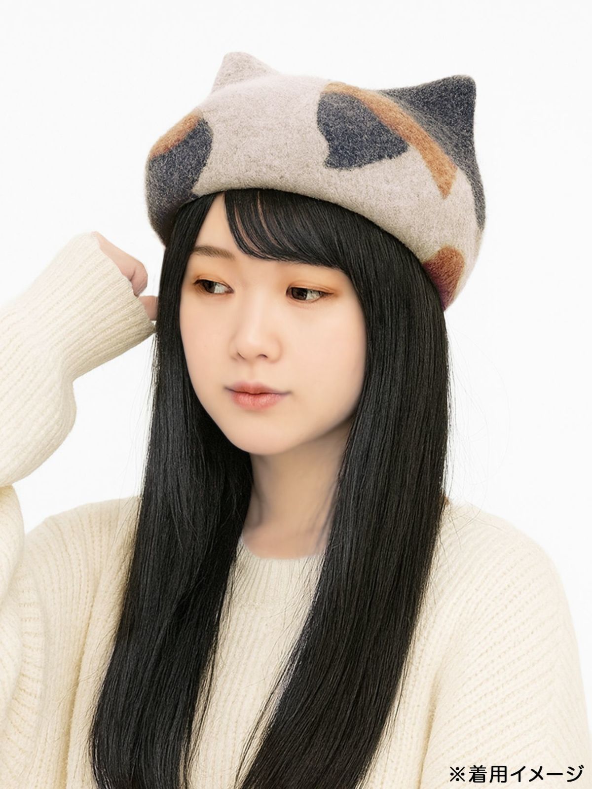  猫ミミベレー帽