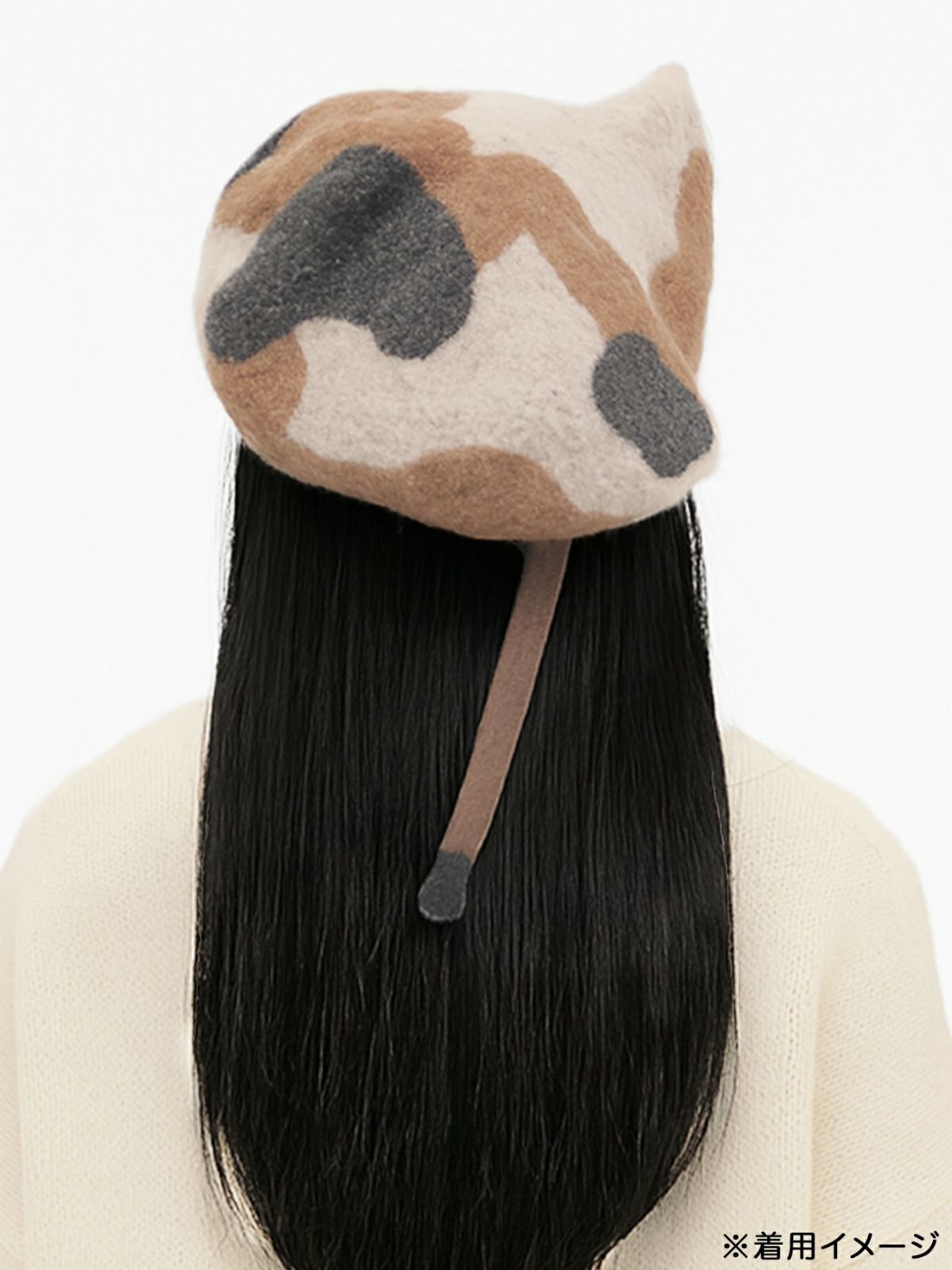  猫ミミベレー帽