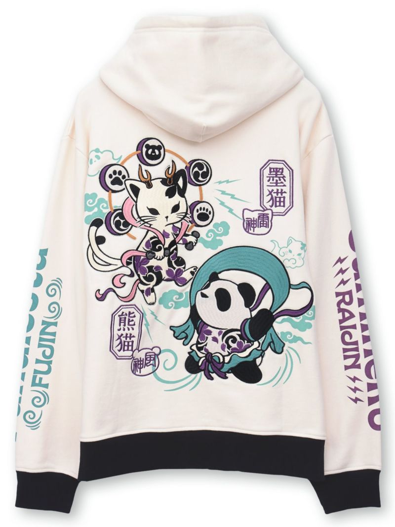  【SUMINEKO×PANDIESTA JAPAN】“風雷熊猫”刺繍入りZIPパーカー