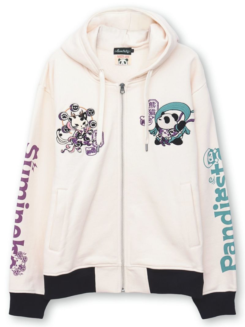  【SUMINEKO×PANDIESTA JAPAN】“風雷熊猫”刺繍入りZIPパーカー