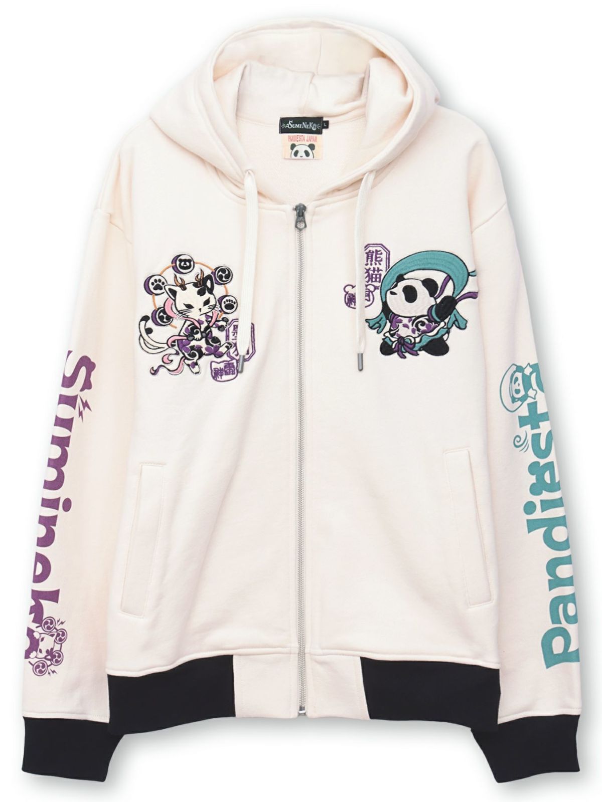  【SUMINEKO×PANDIESTA JAPAN】“風雷熊猫”刺繍入りZIPパーカー