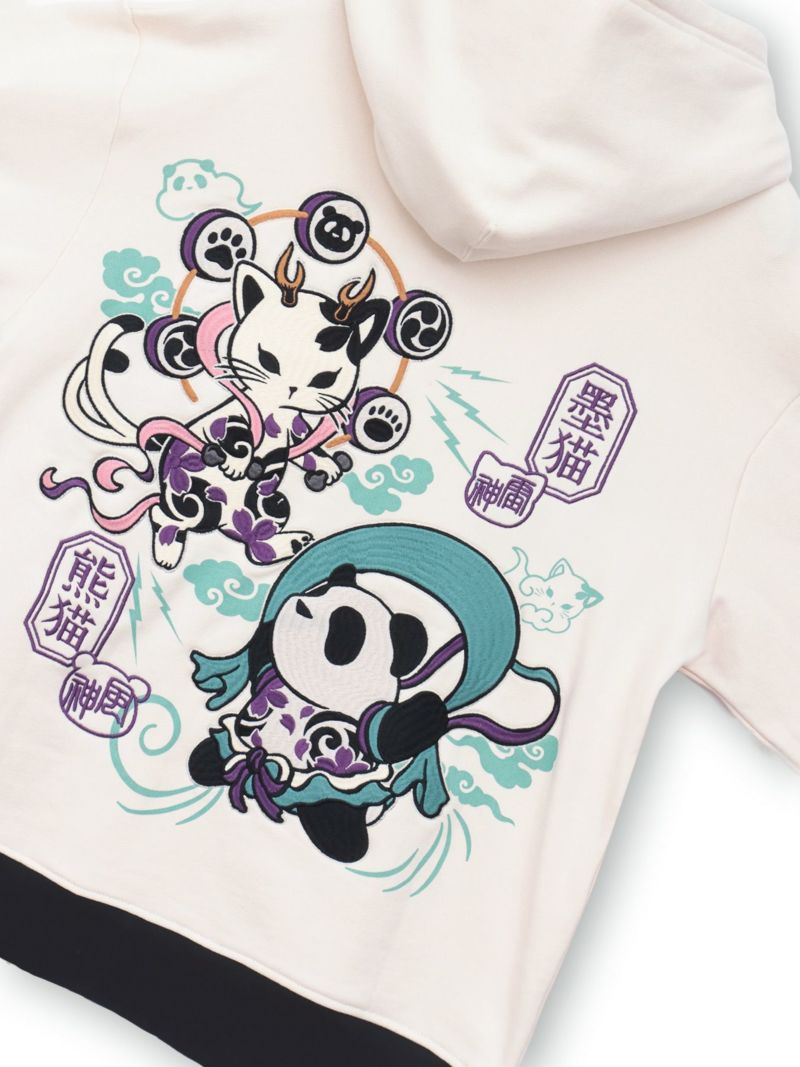  【SUMINEKO×PANDIESTA JAPAN】“風雷熊猫”刺繍入りZIPパーカー