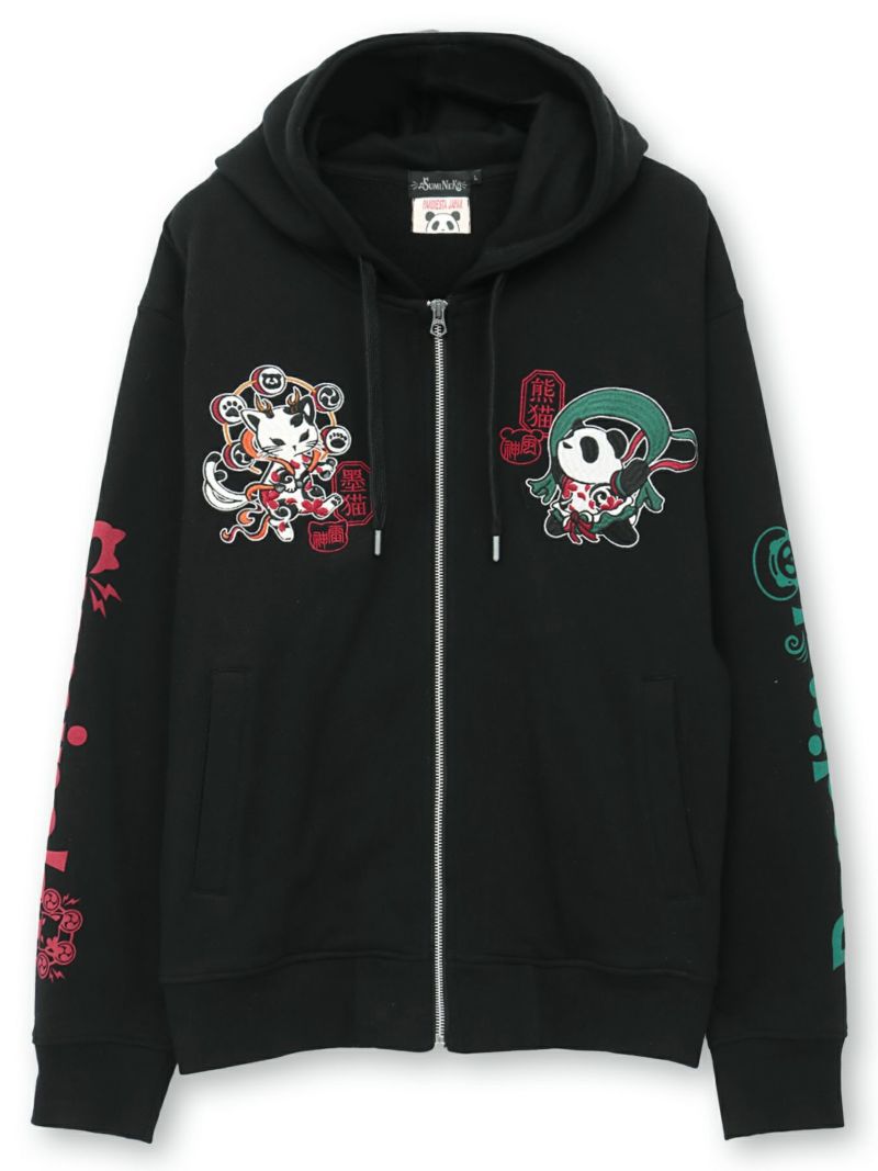  【SUMINEKO×PANDIESTA JAPAN】“風雷熊猫”刺繍入りZIPパーカー